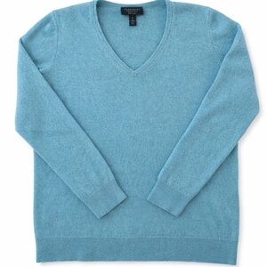 Charter Club 100% Cashmere Teal Blue Sweater Size XL - V-Neck Pullover